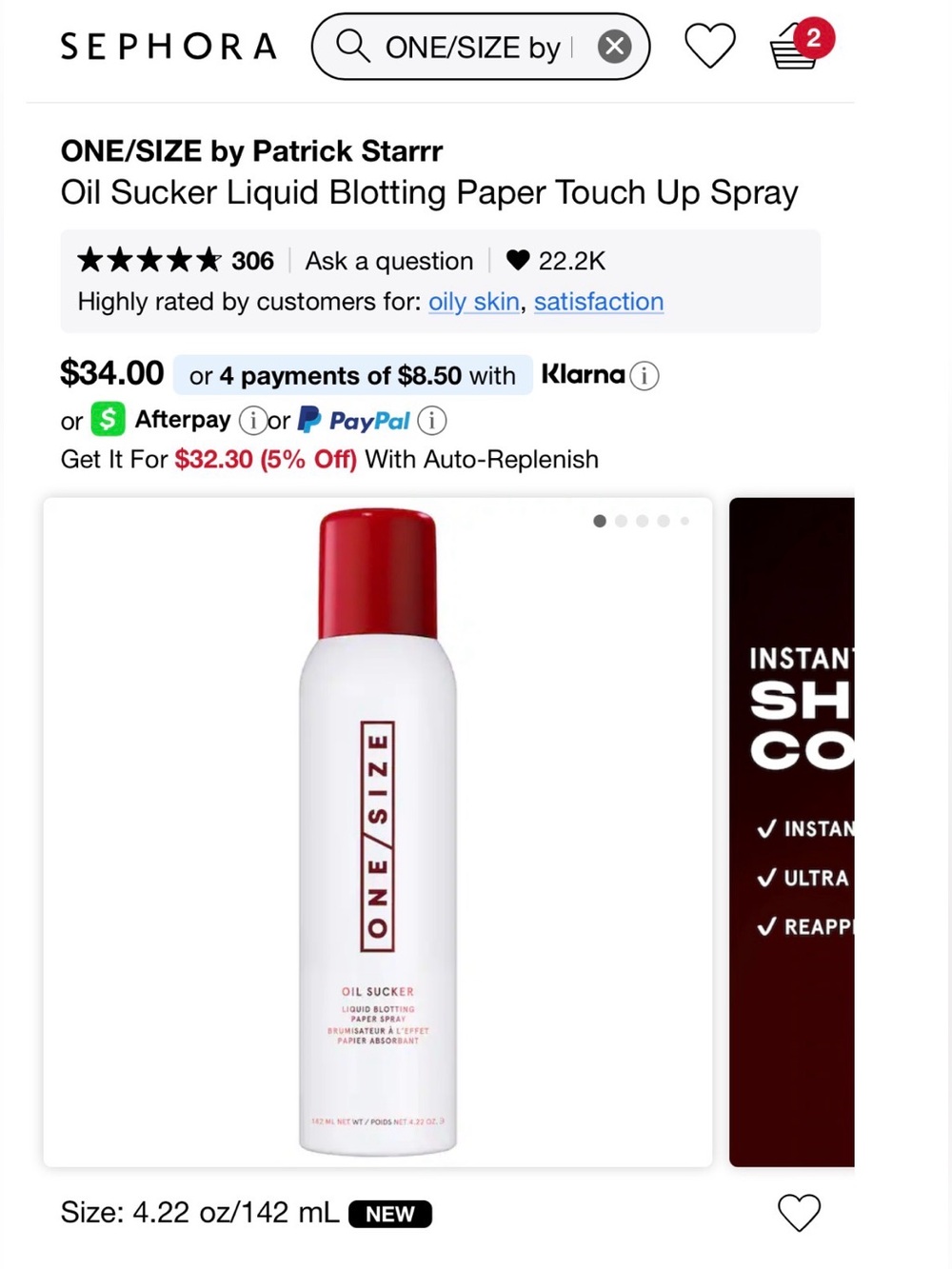 ONE/SIZE Oil Sucker Liquid Blotting Spray - Red & White